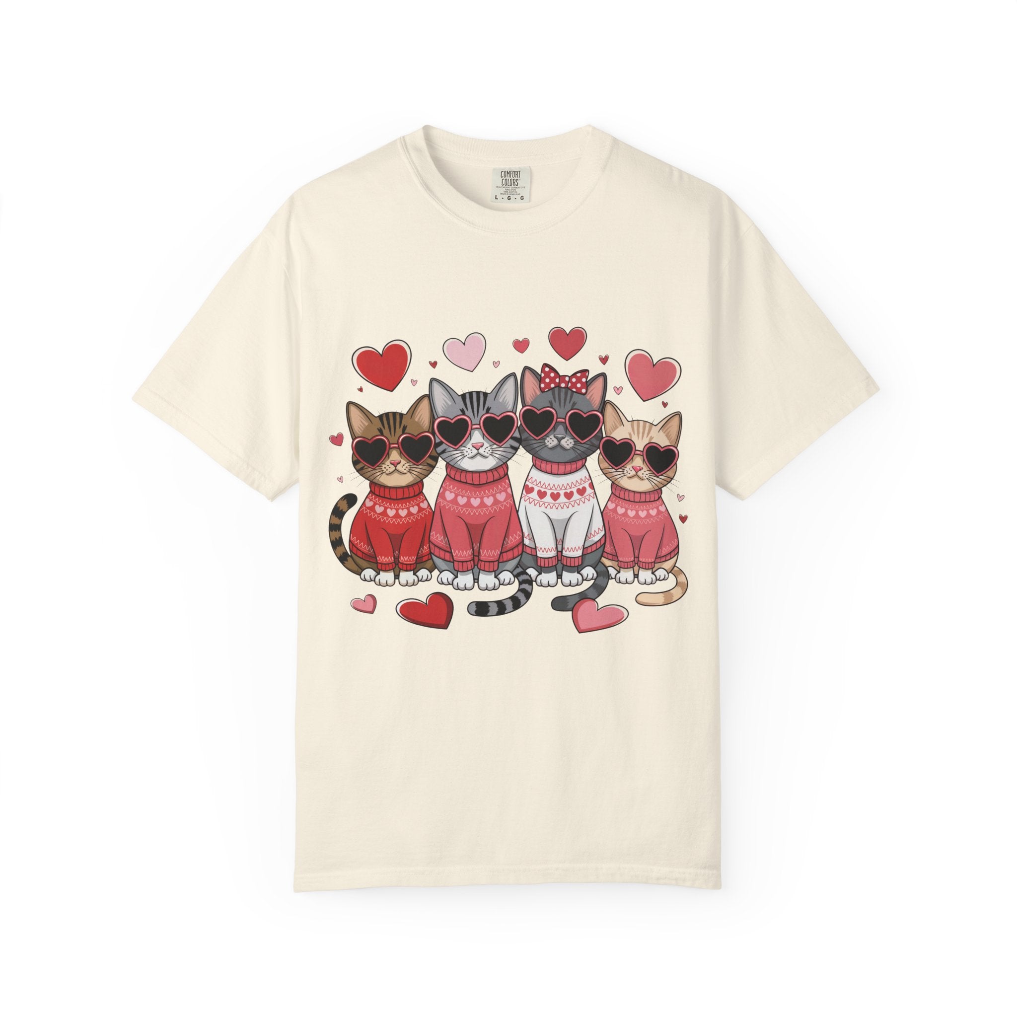 Valentine Cats T-Shirt — Cute Cats in Sweaters Valentine Tee