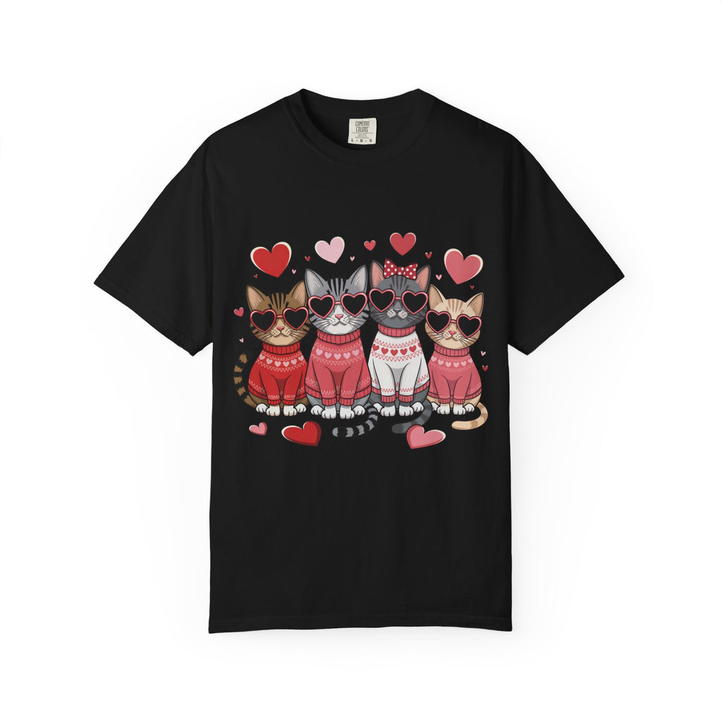 Valentine Cats T-Shirt — Cute Cats in Sweaters Valentine Tee