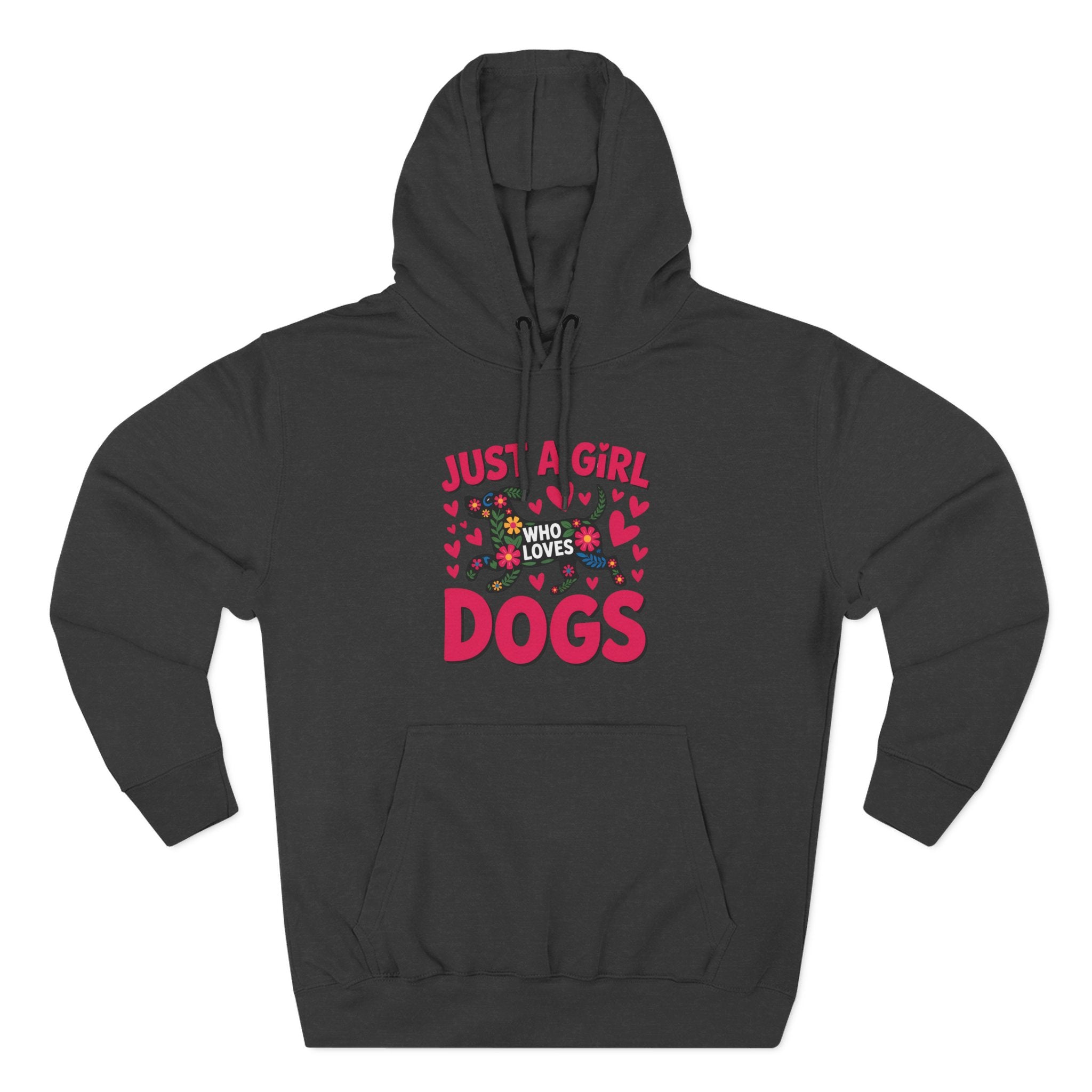 Just A Girl Who Loves Dogs Hoodie — Cute Pink Heart Dog Lover Pullover